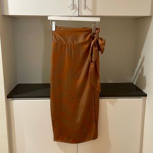 VICI Satin Wrap Midi Wrap Skirt